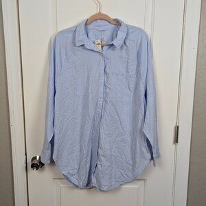 Aerie | Light Blue Linen Blend Oversized Button Front Shirt Top Size US Medium